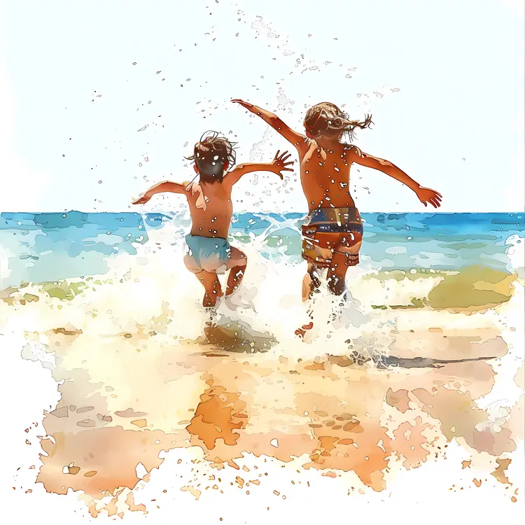 Children Playing in the Waves