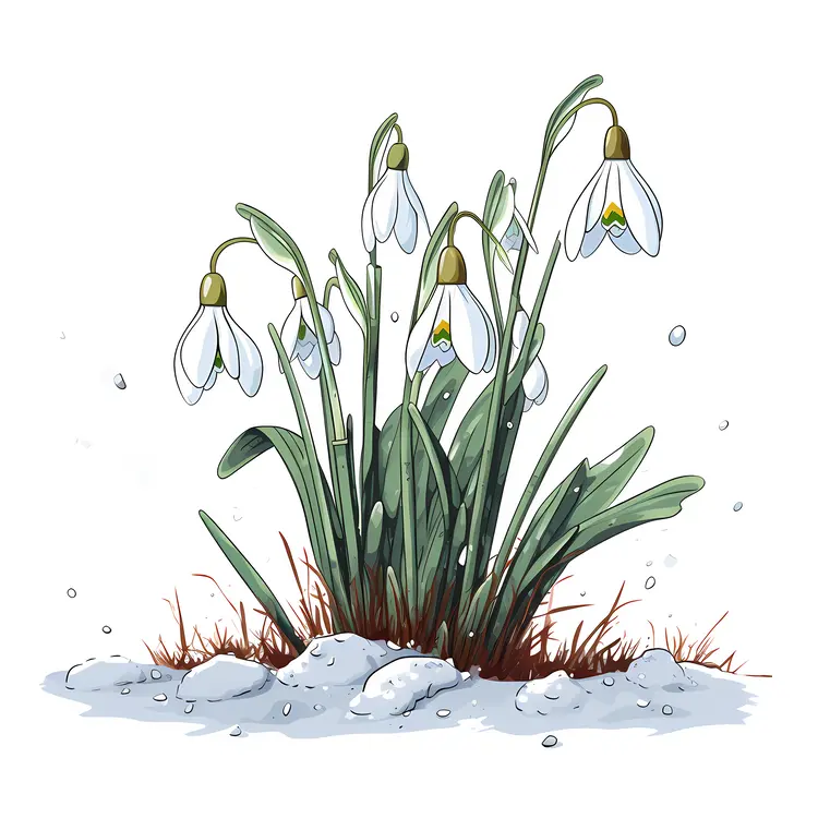 White Snowdrop in Snow
