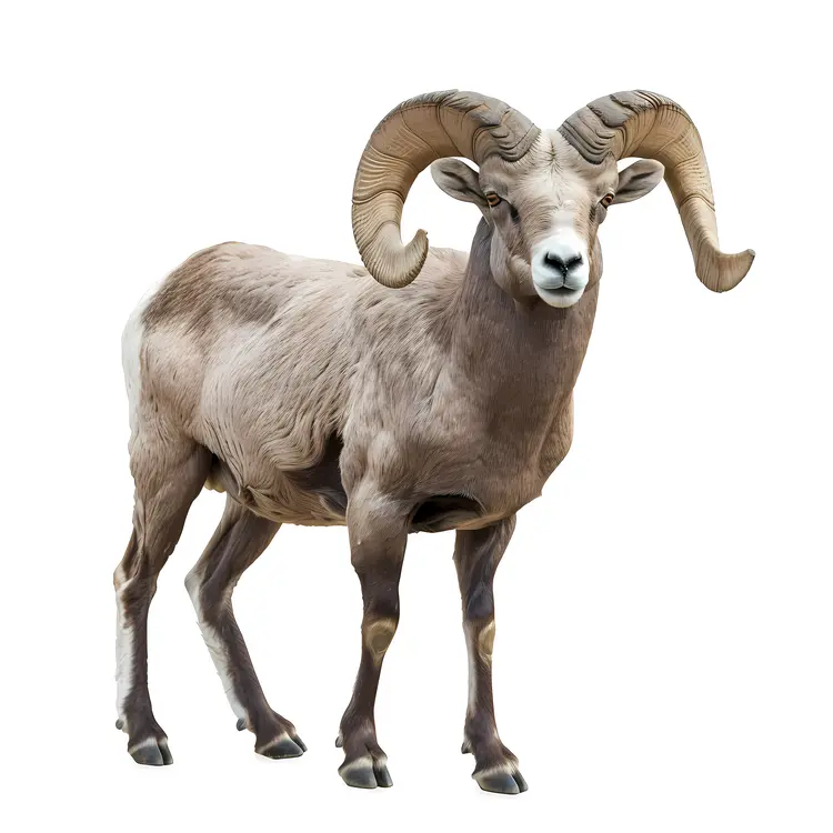 Ram with Large Curved Horns