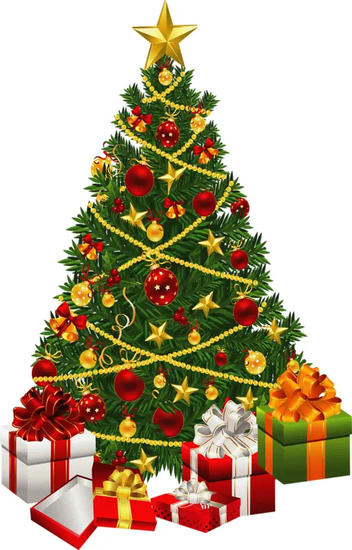 Decorated Christmas Tree with Presents