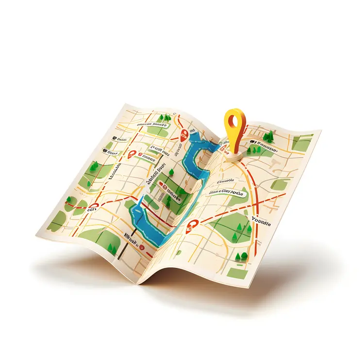 Map with Pin for Location Marking