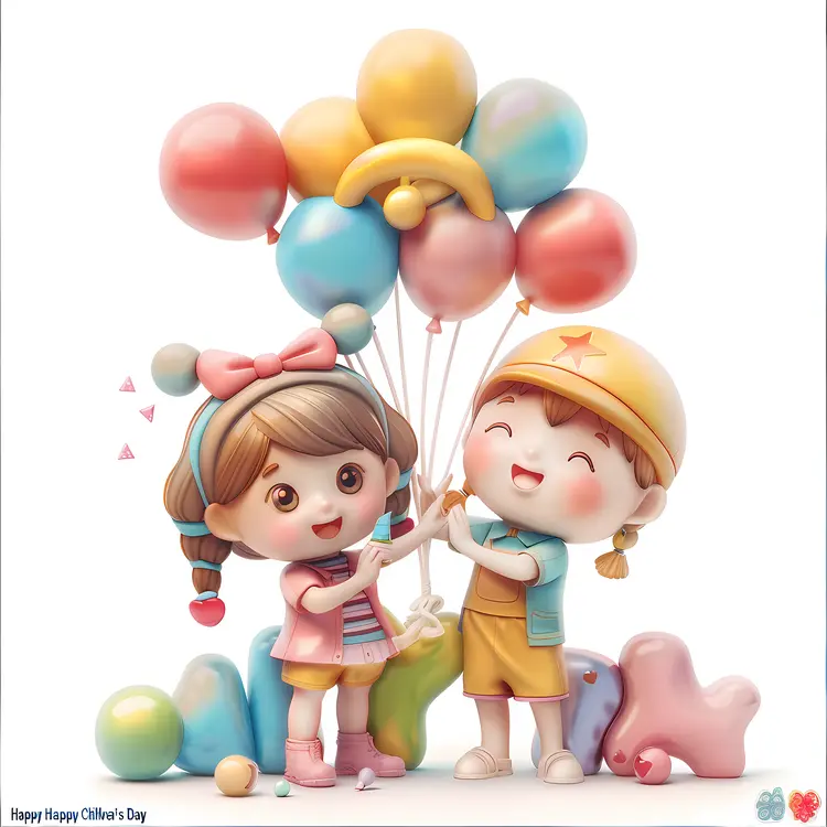 Happy Children's Day with Balloons