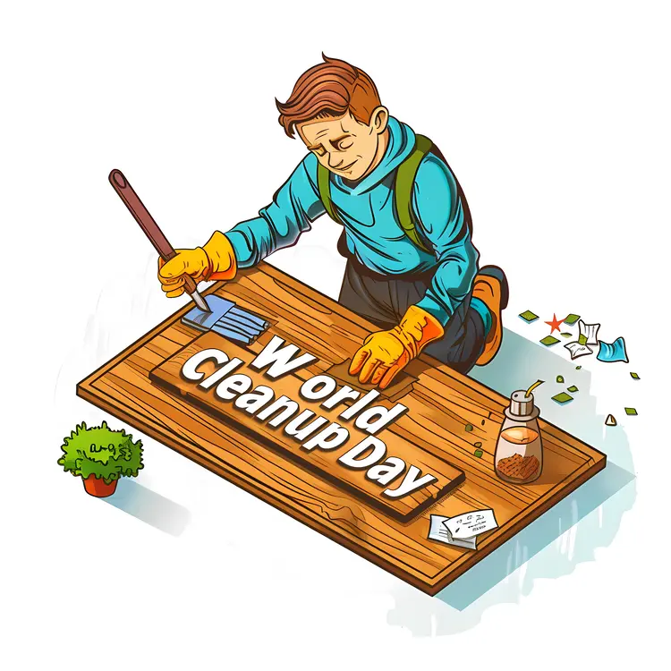 Man Cleaning for World Cleanup Day