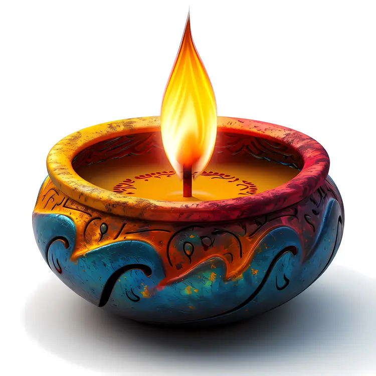 Colorful Decorative Candle with Flame