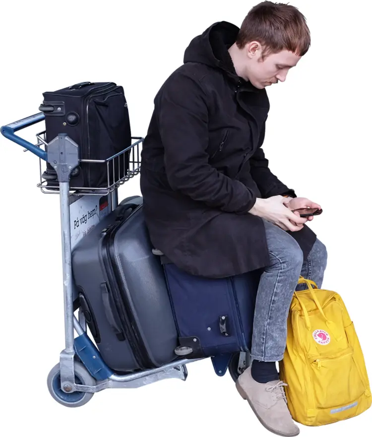 Man with Luggage at Airport