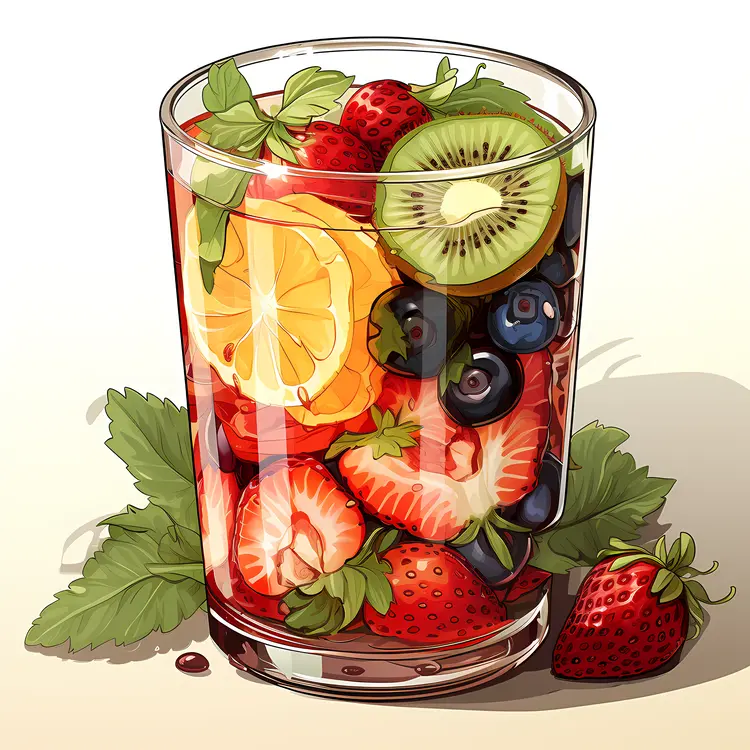 Colorful Fruit Cocktail with Fresh Fruits