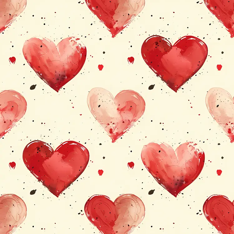 Watercolor Red Hearts Pattern for Valentine's Day