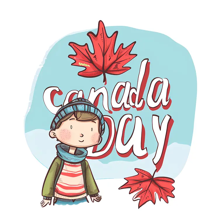 Child with Maple Leaves Celebrating Canada Day