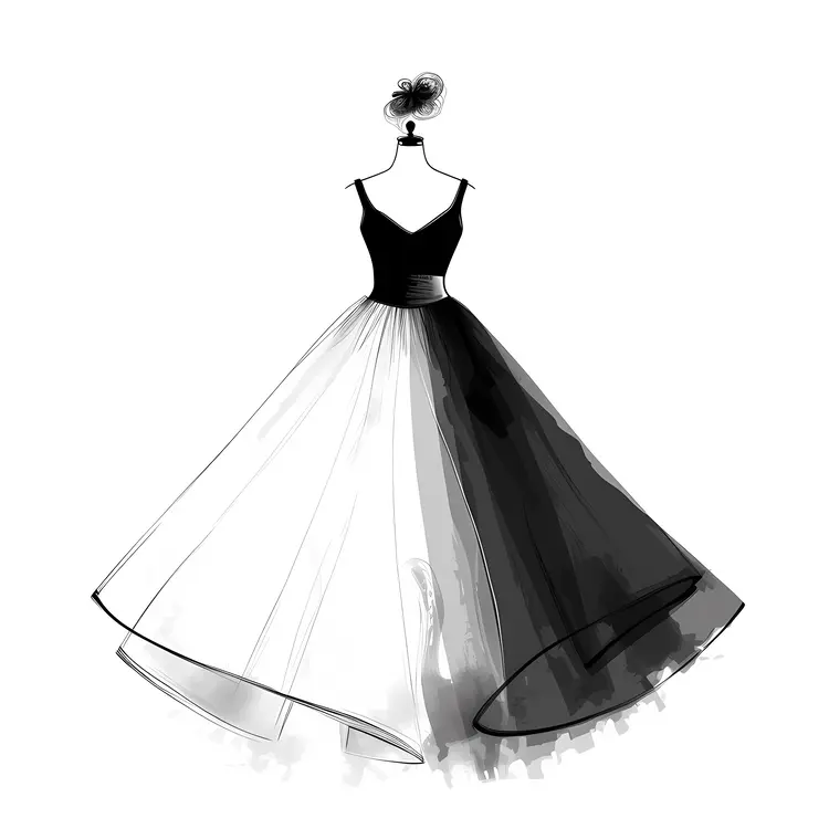Elegant Black and White Dress Illustration