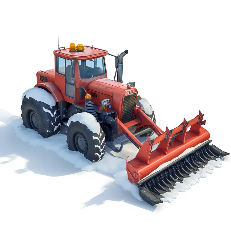 Red Snowplow Tractor