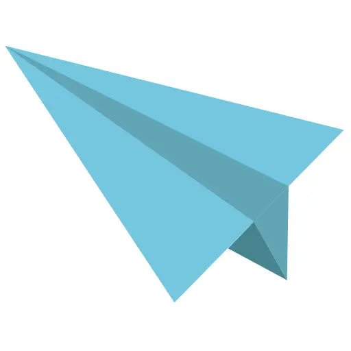 Blue Paper Airplane in Origami Style