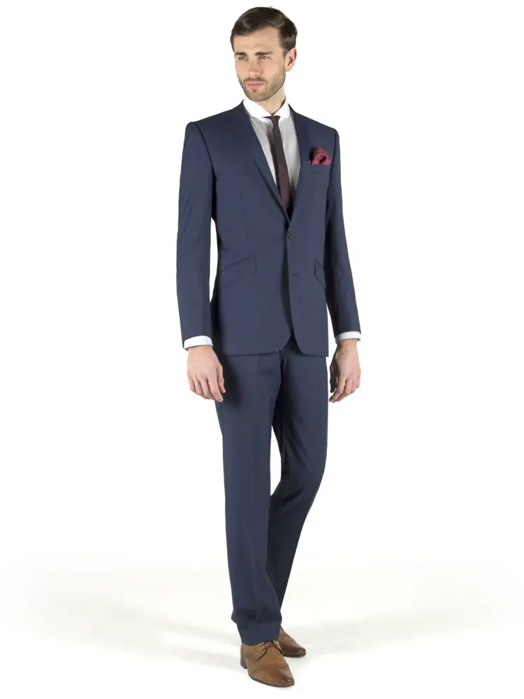 Man in Blue Suit with Red Pocket Square