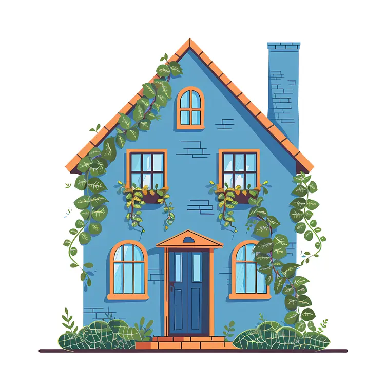 Lovely Blue House with Plants