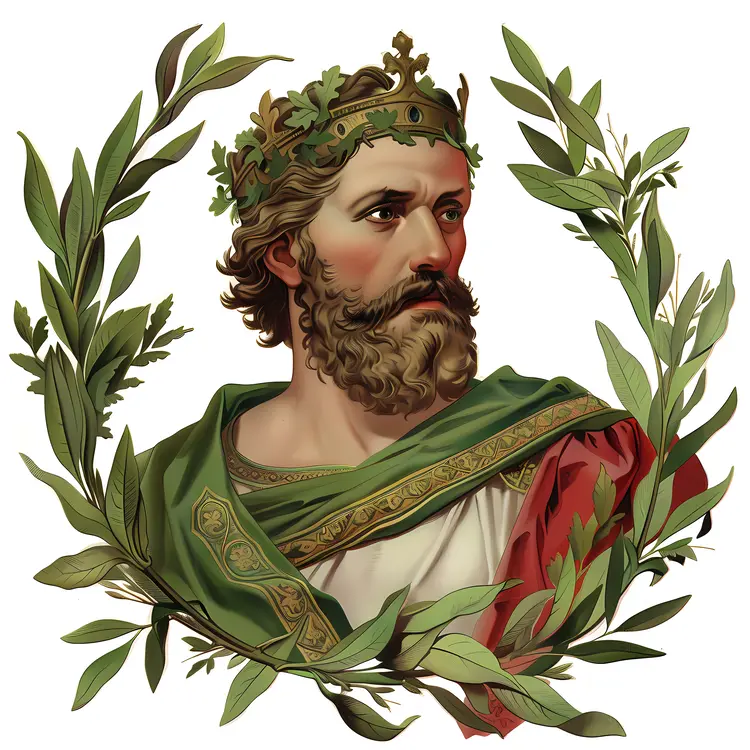 King Portrait with Green and Red Robe