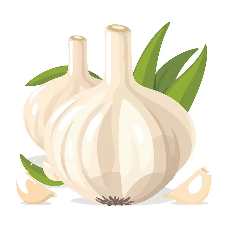 Garlic Bulbs with Leaves Illustration