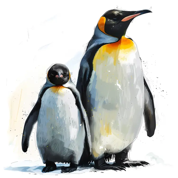 Penguin and Chick Illustration