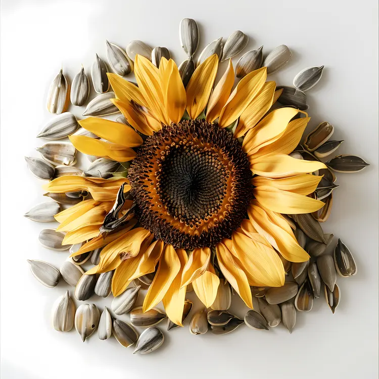 Sunflower with Seeds Arranged Around