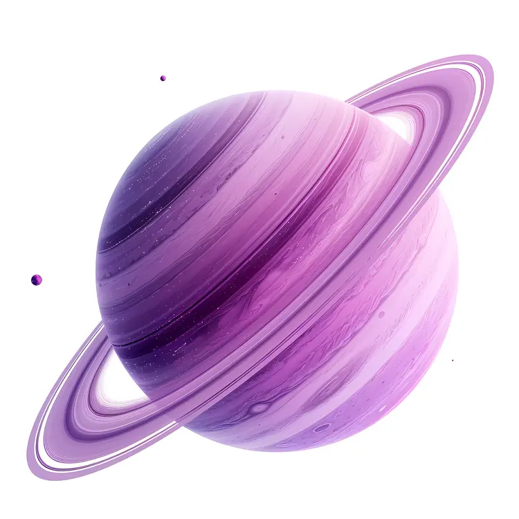 Purple Planet with Rings in Space