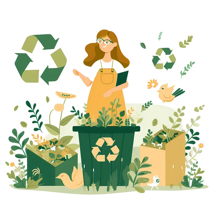 Woman Promoting Recycling and Sustainability