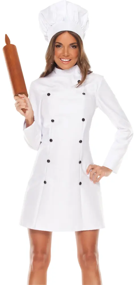 Chef in White Uniform with Rolling Pin