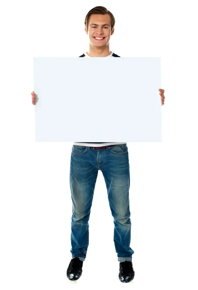 Man Holding Blank Sign While Standing
