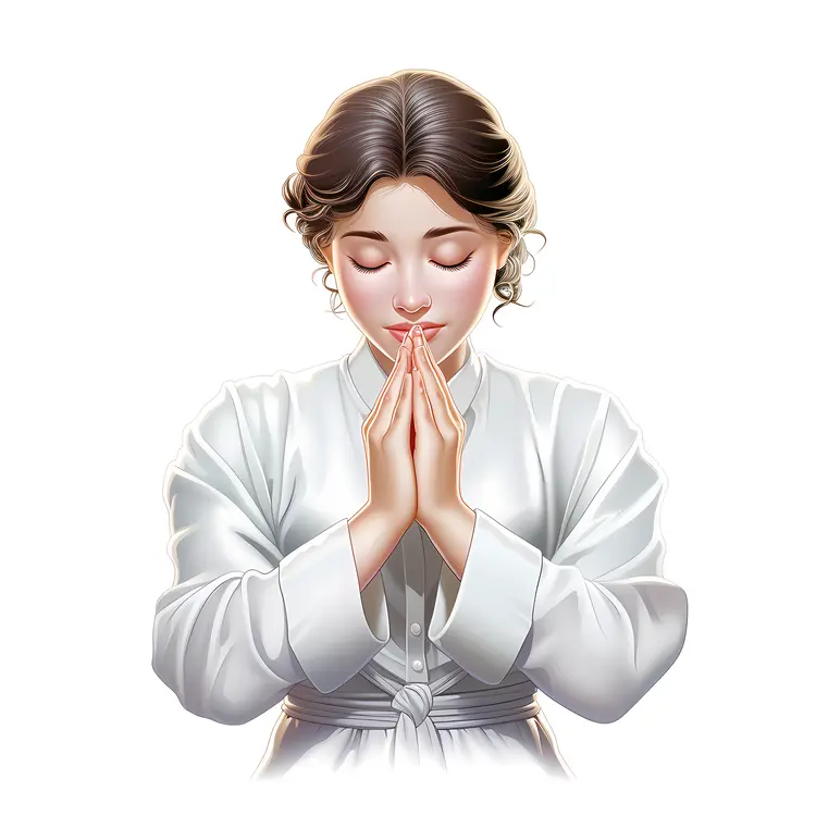 Praying Woman in White Robe