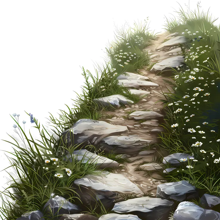 Rocky Path with Flowers