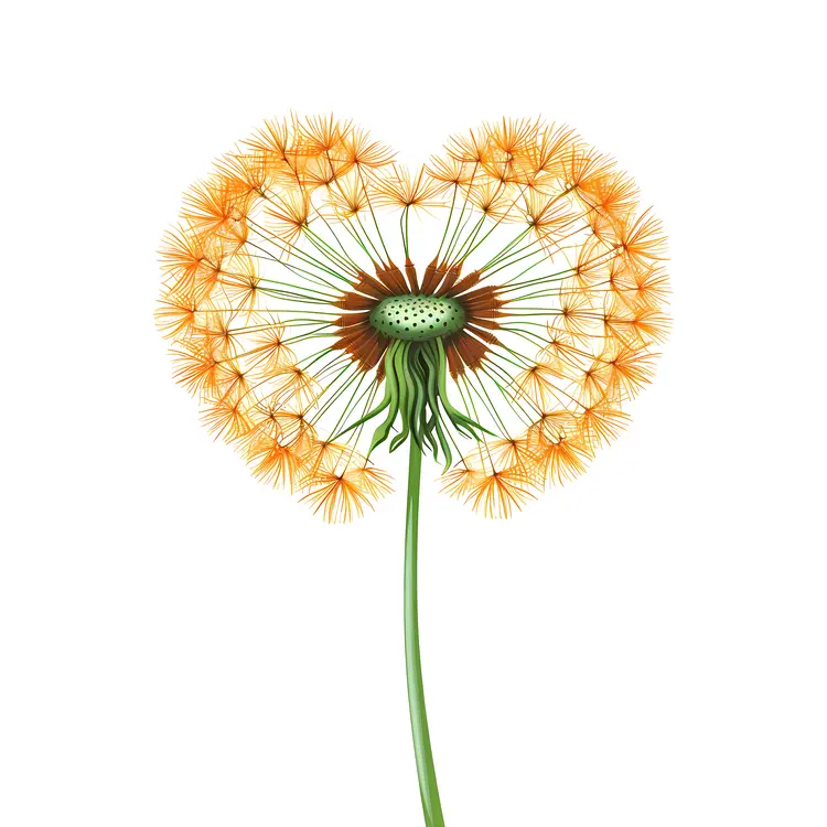 Detailed Heart-shaped Dandelion