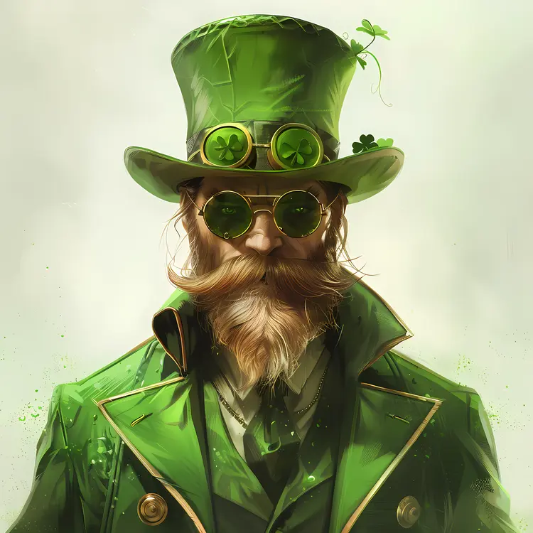 Steampunk Leprechaun in Green Outfit
