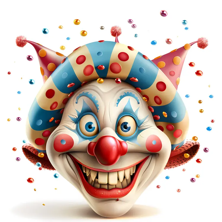 Colorful Clown Face with Big Smile
