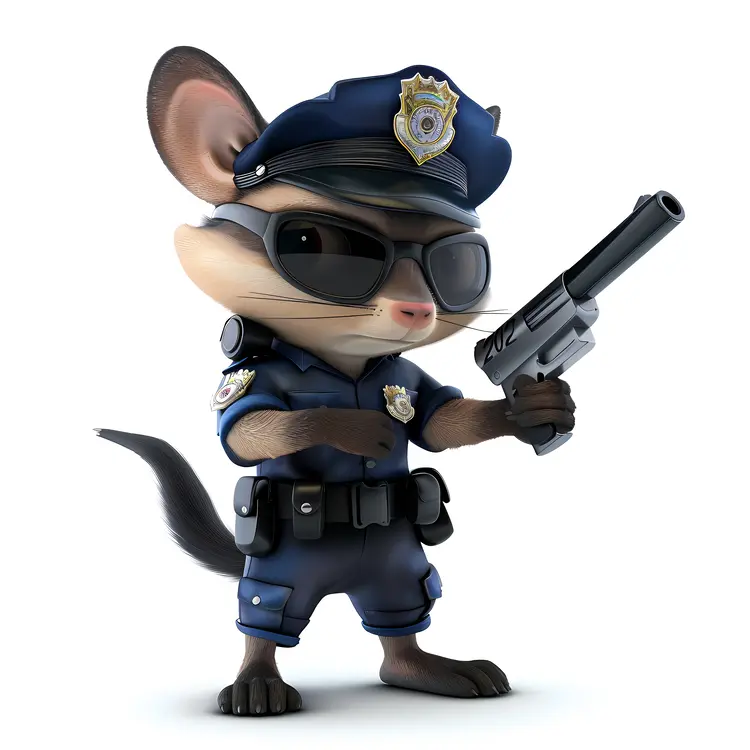 Cute Mouse in Police Uniform