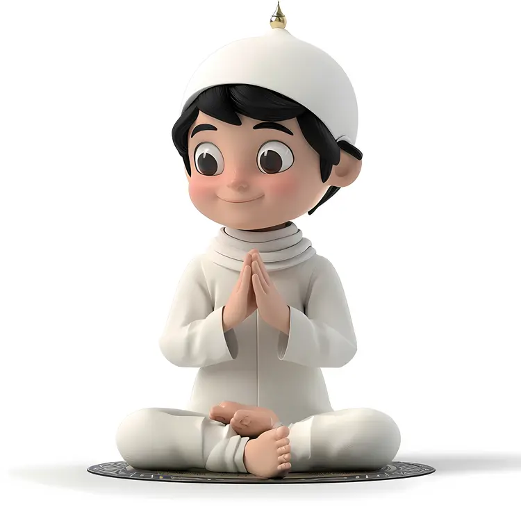 Cute Boy in White Praying