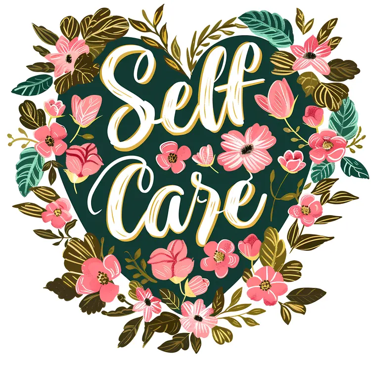 Floral Self Care Graphic for Wellness