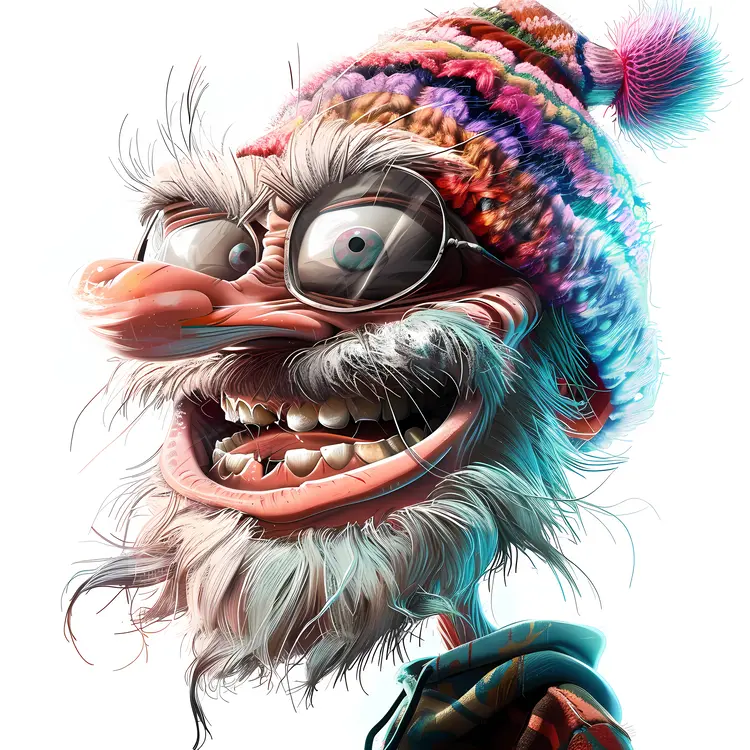 Funny Cartoon Man with Big Smile and Hat
