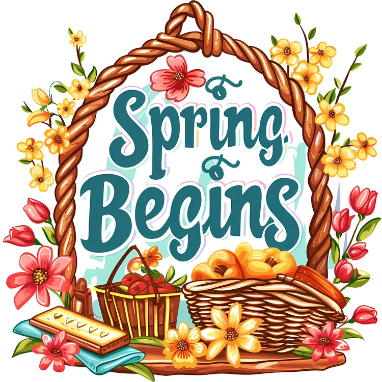 Spring Begins with Flowers and Basket
