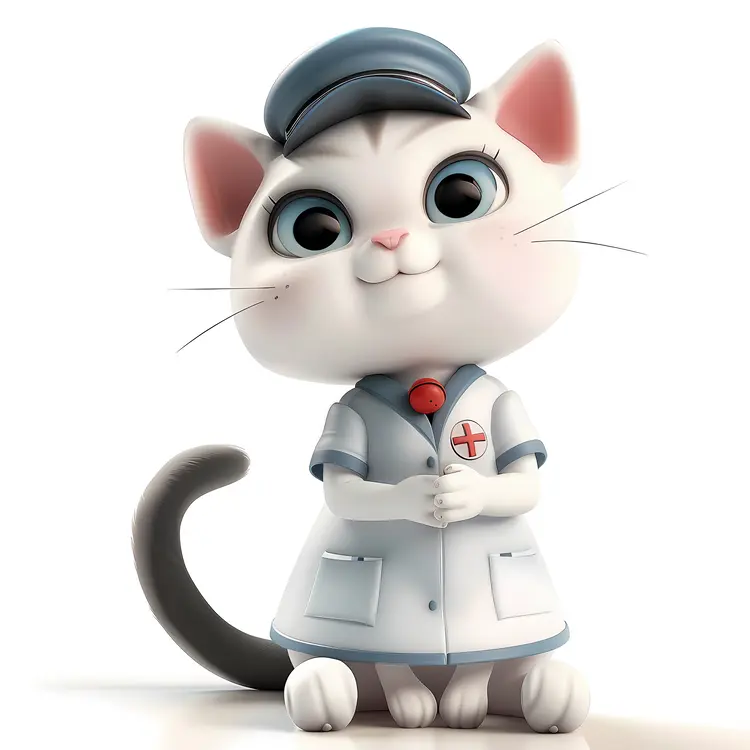 Cute Nurse Cat in Uniform