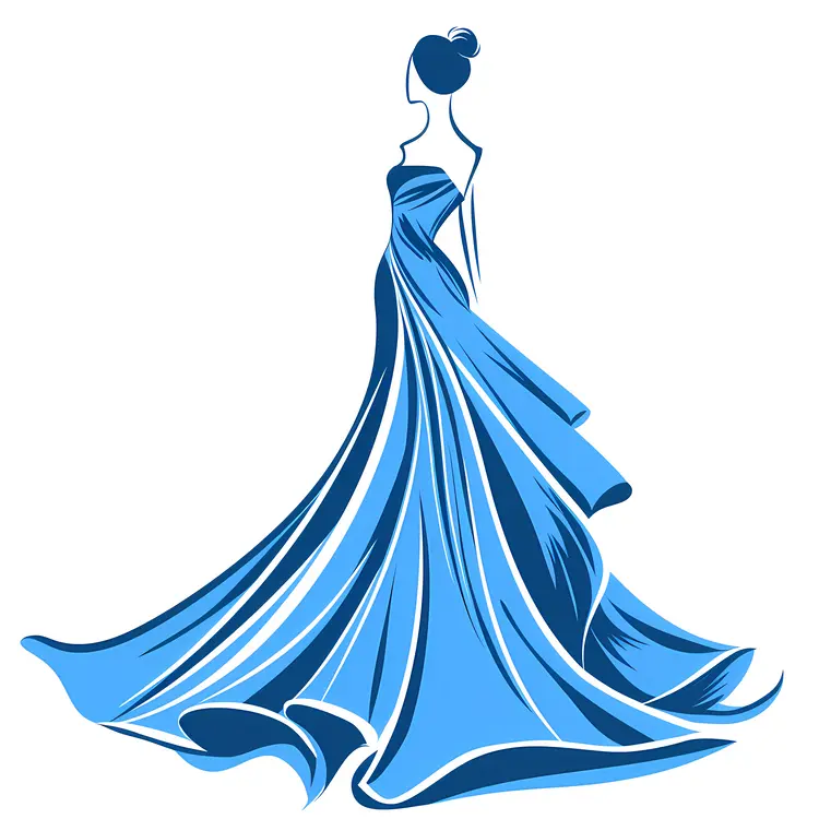 Elegant Blue Silhouette Dress