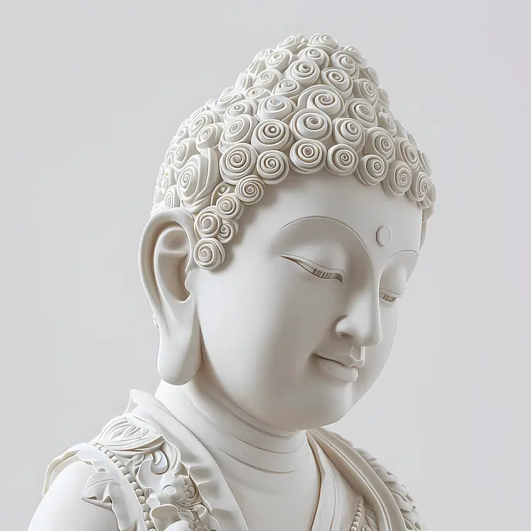 White Buddha Statue in Peaceful Pose