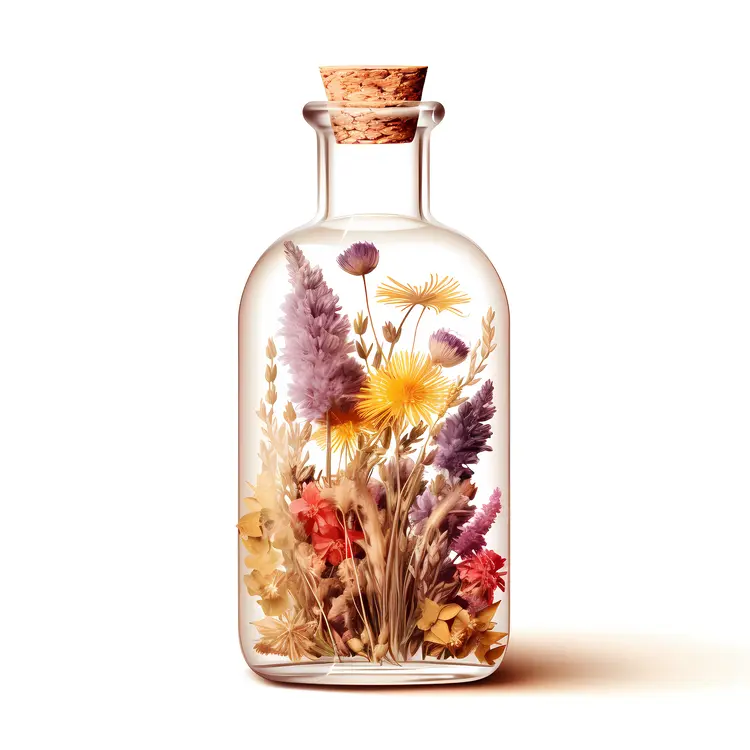Beautiful Flowers in a Glass Bottle