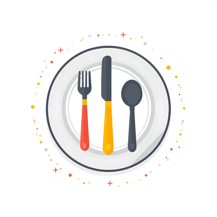 Colorful Cutlery on Plate Illustration