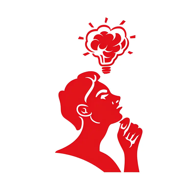 Red Silhouette with Light Bulb Idea