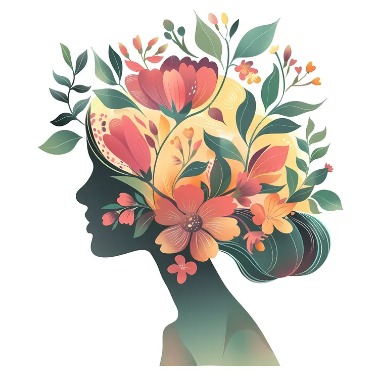 Green Floral Silhouette Art