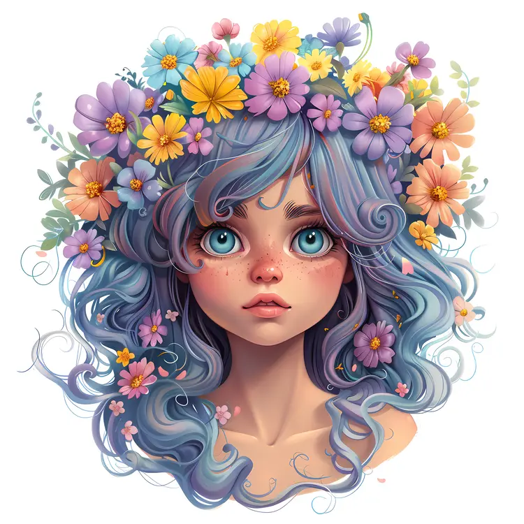 Cute Girl with Flower Crown