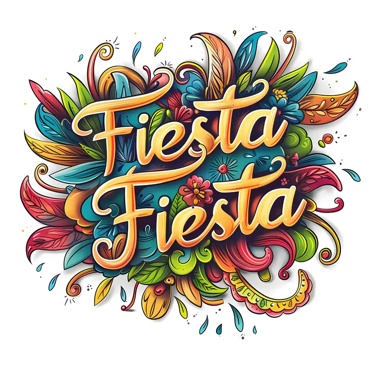 Colorful Fiesta Typography with Floral Elements