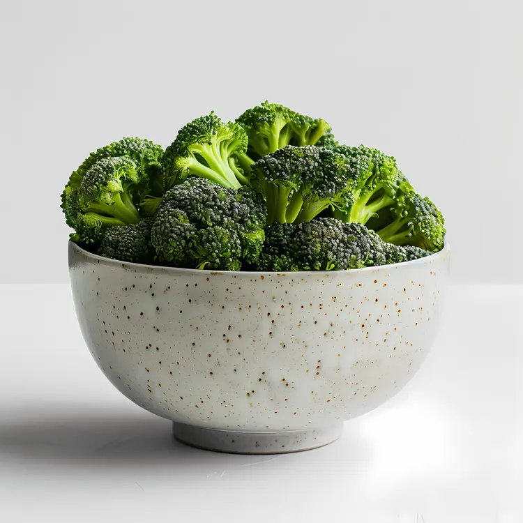 Fresh Broccoli in a Speckled Bowl