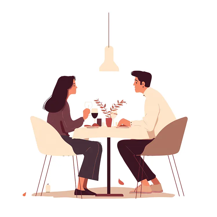 Couple Dining Under Lamp