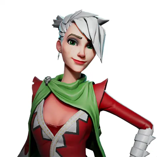 Animated Character with White Hair in Red Outfit