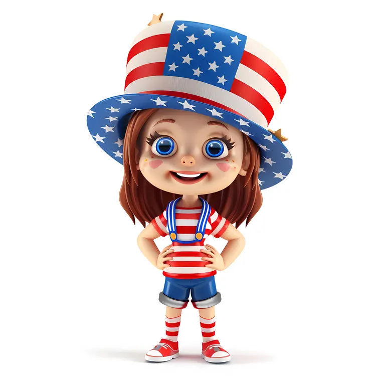 Patriotic Girl in USA Flag Outfit
