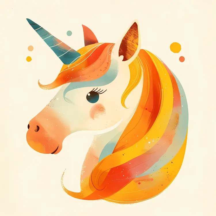 Cute Unicorn with Colorful Mane