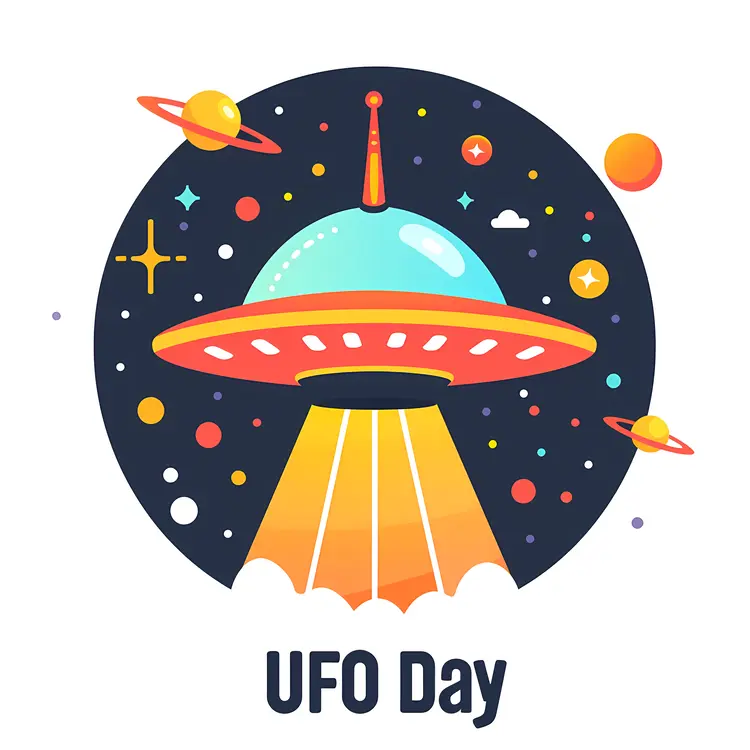 UFO Illustration Celebrating UFO Day